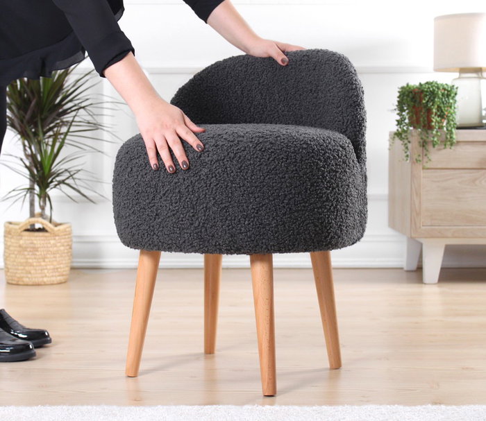 Atelier Del Sofa Puff de Piel Sintética Gris Oscuro Atelier Del Sofa Puff de Piel Sintética Gris Oscuro
